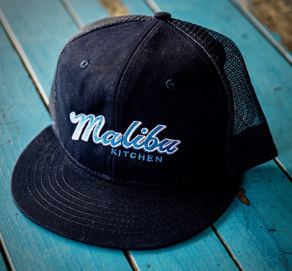 Navy Blue Trucker Mesh Cap with White Outline
