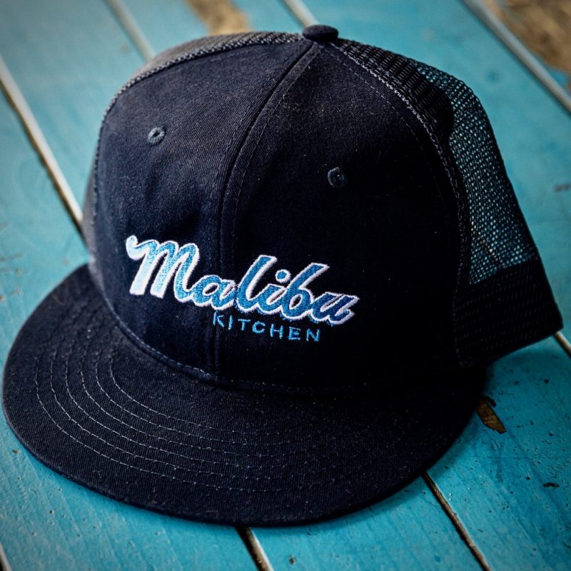 Navy Blue Trucker Mesh Cap with White Outline